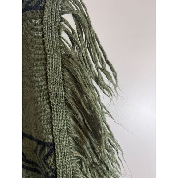 Kristin Nicole Sweater Women M Green Cardigan Fringe Boho Chevron Western Aztec - Picture 8 of 11